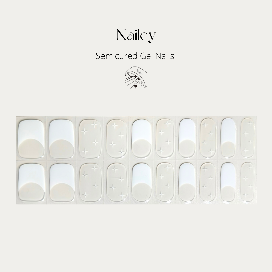 Uñas Gel Semicuradas Shiny French