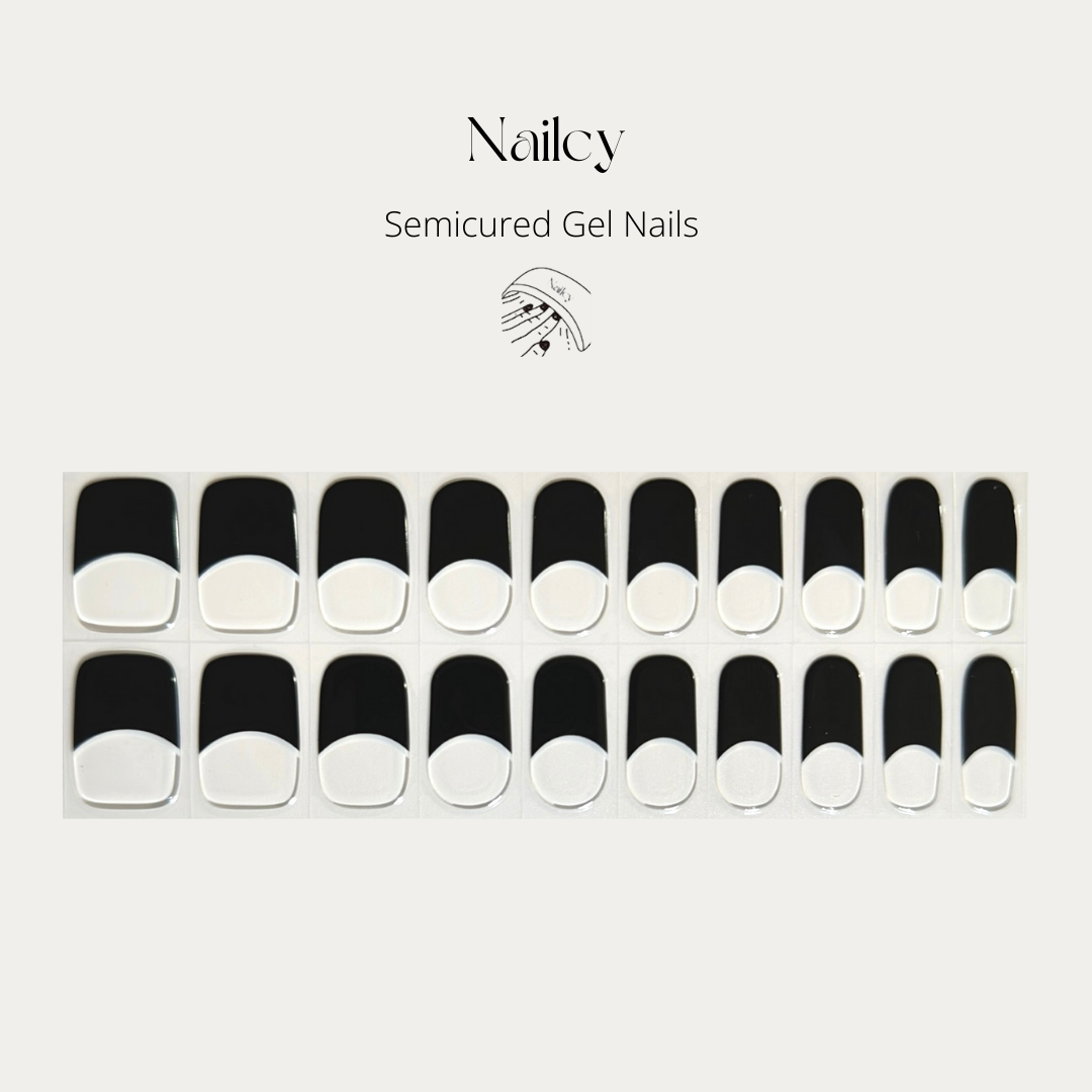 Uñas Gel Semicuradas Black French