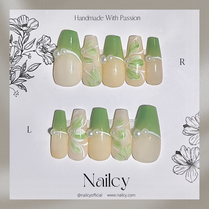 Uñas Press-On Floral Green Foto de Producto