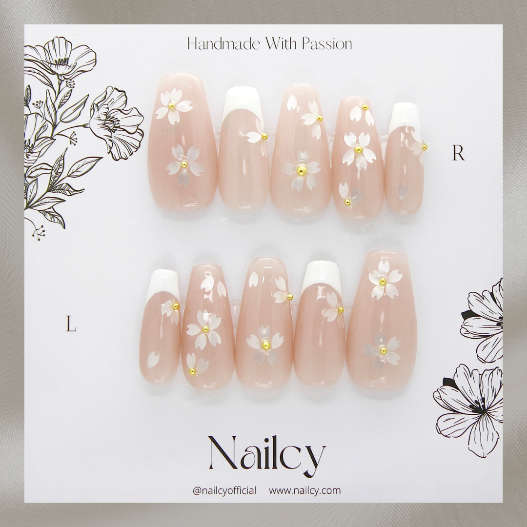 Uñas Press-On White Blossom Foto de Producto